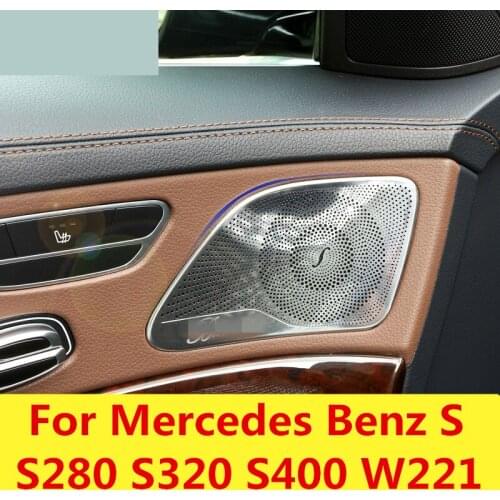 Stainless Steel Car Door Audio Speaker Frame Decoration Cover Trim Interior decoration For Mercedes Benz S S280 S320 S400 W221