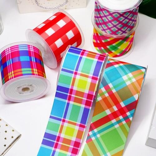 DIY Cartoon Stripes And Grids Printed Grosgrain Ribbon For Craft Supplies Sewing Accessories 5 Yards. 3267