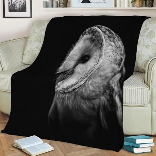 Barn owl side profile Flannel Throw Blanket 3D Printed Keep Warm Sofa Child Blanket Home Decor Textiles Dream Family Gift