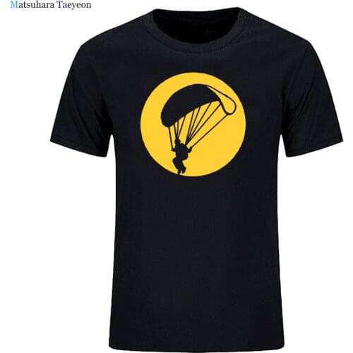Retro Paragliding T Shirt Mens Pure Cotton Casual T-shirt Short Sleeve Paraglider Parachute Tshirt Clothing Tees Gift For Man