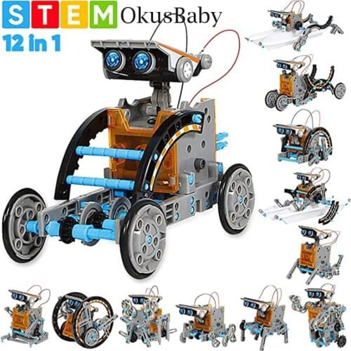 2021 DIY Assembled Toys 12 in 1 Solar Toy Car Intelligent Robot Children Early Educational Stem Kit Building Blocks Toy