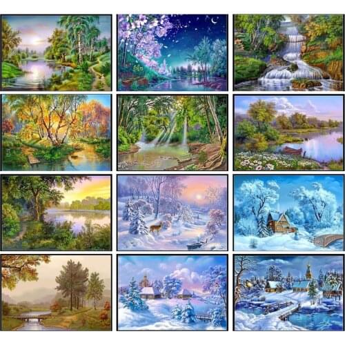Fantasy Landscape Collection - Counted Cross Stitch Kits - Handmade Needlework For Embroidery 14 ct Cross Stitch Sets DMC Color