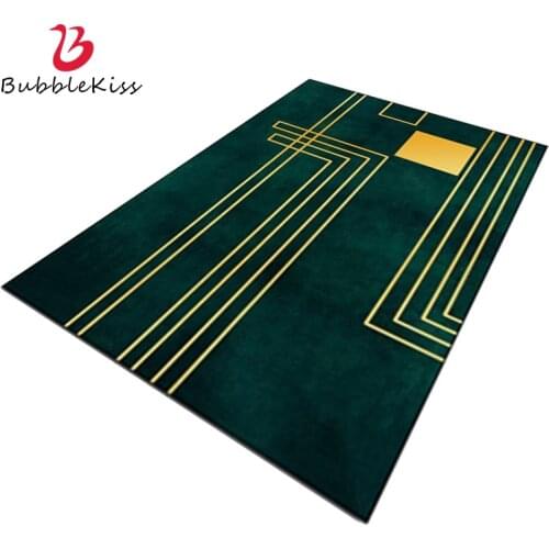 Bubble Kiss Dark Green Rug And Carpets For Living Room Gold Line Decor Rug Light Luxury Carpet Nordic Non-Slip Rug Customize Rug