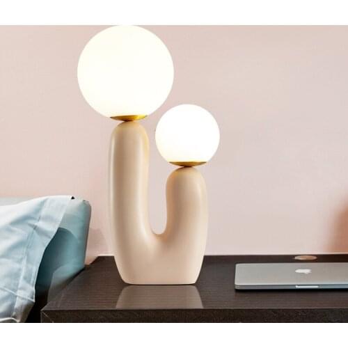 Postmodern ins creative art living room led table lamp Nordic bedside bedroom designer model room double head desk lamp