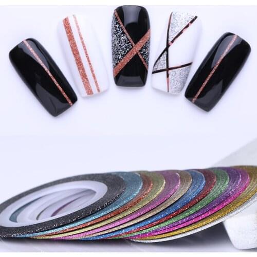 Multi-color Size Matte Glitter Foil Nail Art Striping Line Tape Sticker Set Manicures DIY Tips For Polish Nail Gel Decoration