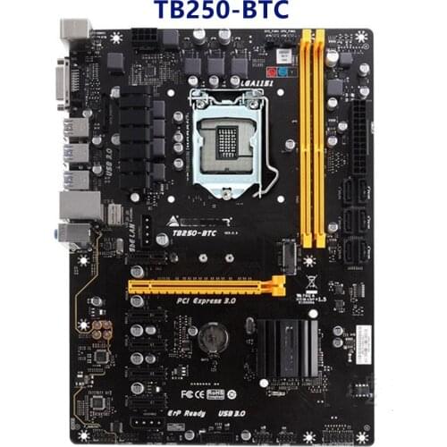 For used BTC BIOSTAR TB250-BTC Motherboards 6PCIE B250 LGA 1151 DDR4 ATX BTC Mining Motherboard