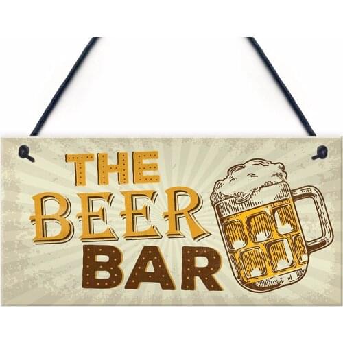 Meijiafei Home Bar Sign Pub Man Cave Sign Shed Hanging Plaque Alcohol Beer Friendship Gift For Dad 10" x 5"