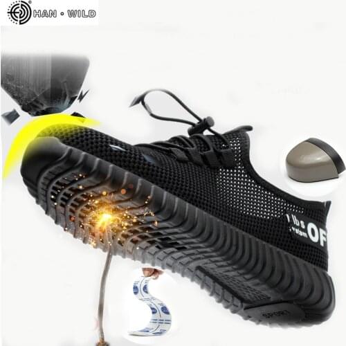 Mens Breathable Work Safety Shoes Men Outdoor Anti-slip Steel Puncture Proof Construction Safety Boots Shoes Steel Toe Cap