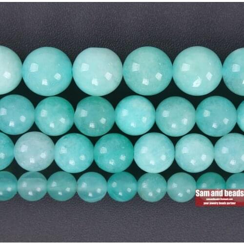 Natural Stone Lake Green Angelite Round Loose Beads For Jewelry Making DIY Bracelets Necklace 15'' 4/6/8/10/12mm
