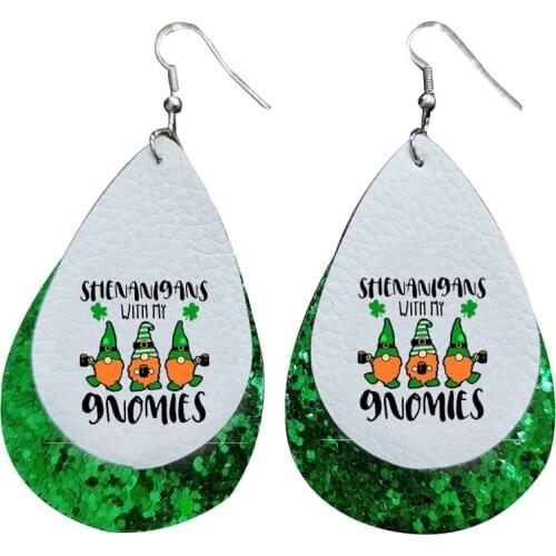 New Faux leather Earring Hat Earrings St Patricks Day Earrings Gnomies Earrings