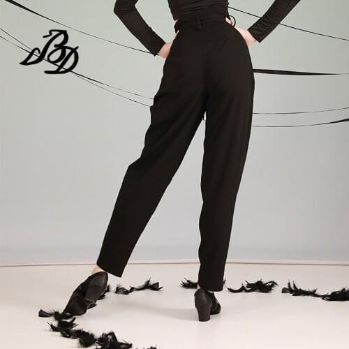 Latin Dance Practice Clothes Womens National Standard Dance Costume Pants Lace-Up High-Waisted Feet Pants Dancing Pants BD13