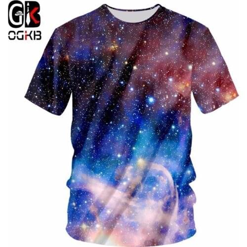 OGKB 2018 New Summer Brand Shirt Cool T Shirts Print Galaxy Space Starry Star 3d T-shirt Man Short Sleeves Casual T Shirt 7XL