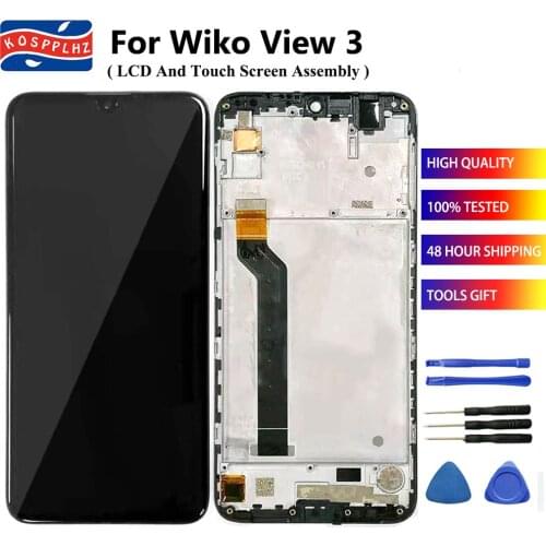 For Wiko View 3 LCD Display + Touch Screen Assembly With Original Frame 100% Tested For Wiko View 3 View3 Cell Phone LCD + Glue