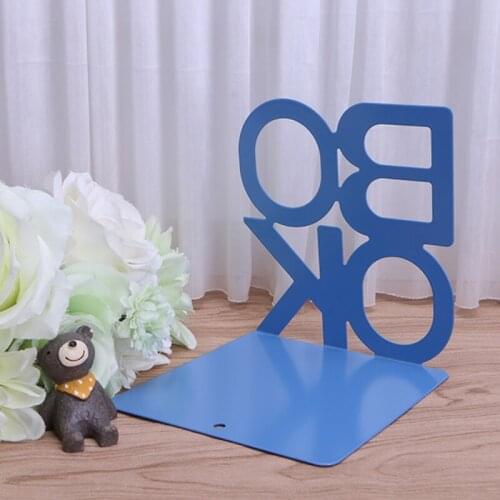 P82A Alphabet Shaped Metal Bookends Iron Support Holder Desk Stands For Books