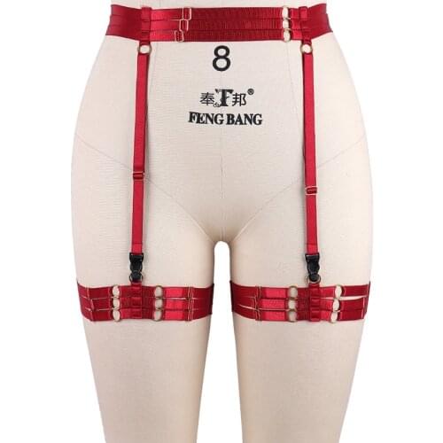 Wine Red Garter Belt Leg Harness Removable Bondage Body Cage High Quality Sexy Lingerie Pastel Goth Wedding Garter Body Harness