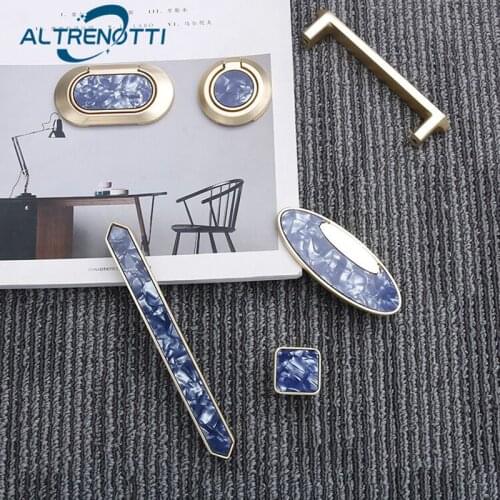 Cabinet Furniture Handle Luxury Zinc Alloy Blue White Drawer Cupboard Door Pull Wardrobe Kitchen Dresser Modern Knob Hardware