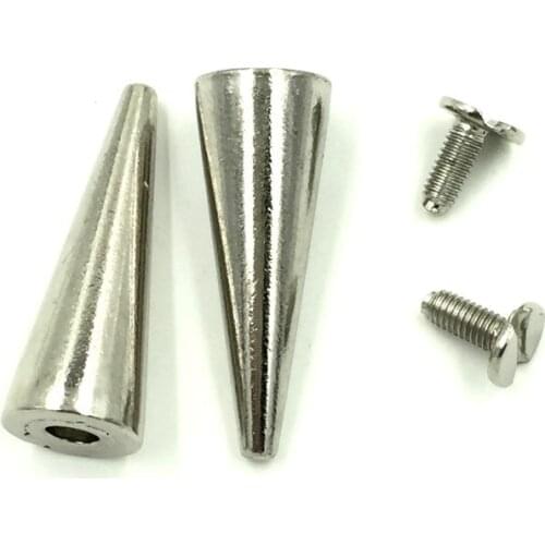 100Sets Wholesale Silver Tone Punk Cone Spike Studs Spots Garment Rivets Crafts Making 28x10mm