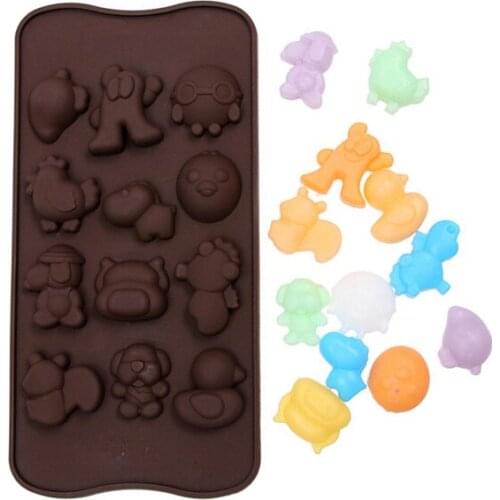Cartoon Animal Silicone Cake Mold Chocolate Fondant Jelly Cookie Muffin Ice Mould Flexible Moulds Cupcake Bake Tools D625
