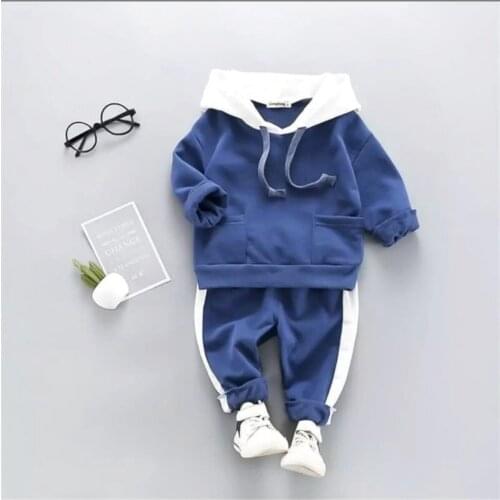 Hooded Blue Baby Bottom Top Suit 6-24 Monthly Baby Children 'S Clothes Fashion New Design 2021 Seasonal Casual Dress up Outfit Set