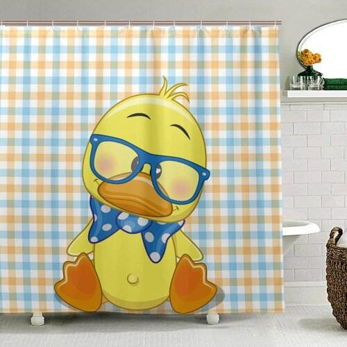 Cartoon Shower Curtain Hipster Boho Baby Duck Design Bathroom Curtain Waterproof Cloth Fabric Bath Curtain for Bathroom