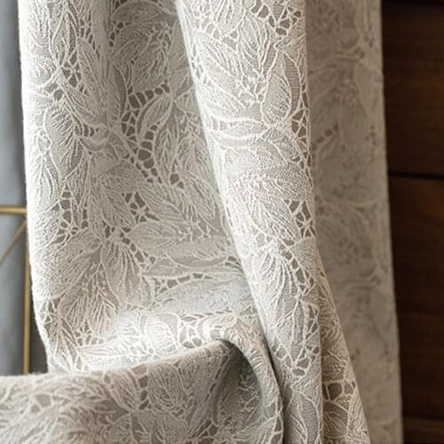 Japanese pastoral style curtain cloth simple shading literary jacquard lace curtain for bedroom living room