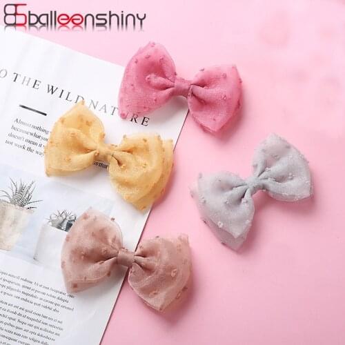 Balleenshiny 2pcs/lot Mesh Polka Dot Bow Baby Girl Hair Clips Princess Bows Kids Hairpins Girl Headwear Baby Hair Accessories