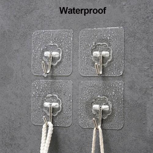 ZhangJi strong hook traceless self-adhesive storage Hooks Towel Rack Clothes Hat Holder bathroom Kitchen Storage accessories