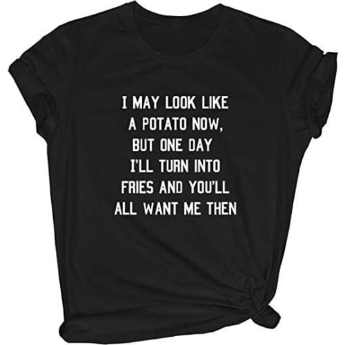 Women Graphic I May Look Like A Potato Cute Funny T Shirt Funny Letter Print Short Sleeve Tees Tops Tumblr Quotes Clothes