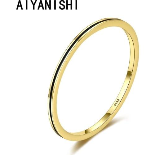 AIYANISHI 925 Sterling Silver Rings for Women 1mm Cute Plain Band 925 Silver Wedding Ring Fine Jewelry Minimalist Gift Jewelry