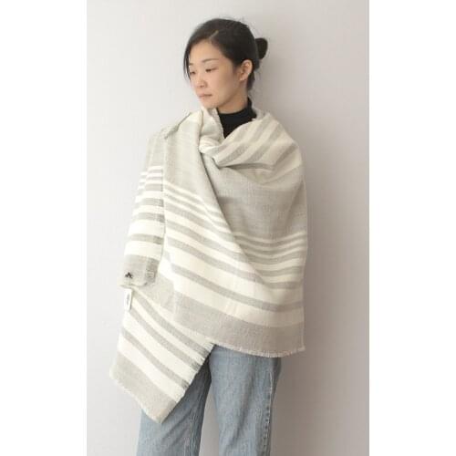 Winter Soft Cashmere Scarf Women White Grey Stripe Scarves Shawl Wraps Lady Thicken Warm Unisex Basic Blanket Pashmina Stoles
