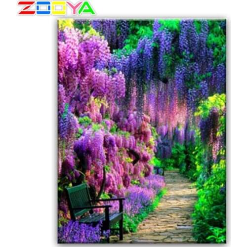 Zooya Full Diy Diamond Painting Wisteria Garden 5D Diamond Painting Cross Stitch Diamond Embroidery Home Decoration Mosaic Sp602