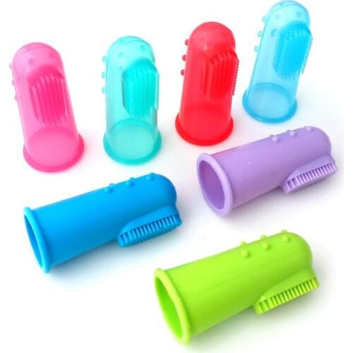 Pet Cat Dog Teeth Cleaning Brush Soft Silicone Finger Toothbrush Dogs Bad Breath Tartar Teeth Tool Dogs & Cats Clean Teeth Toys