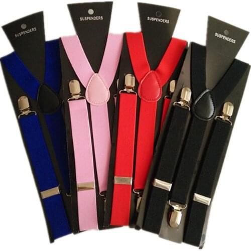10pcs/lot Boys Suspenders 2.5*85cm Elastic 3 Clips-on Baby Kids Braces for 6~15 Years Children Clothing Accessories BD001-M