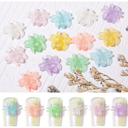 10 Pieces Pack Nail Art Aurora Frosted Three-dimensional Crystal Spider Halloween Series DIY Fingernail Decorations Accessories