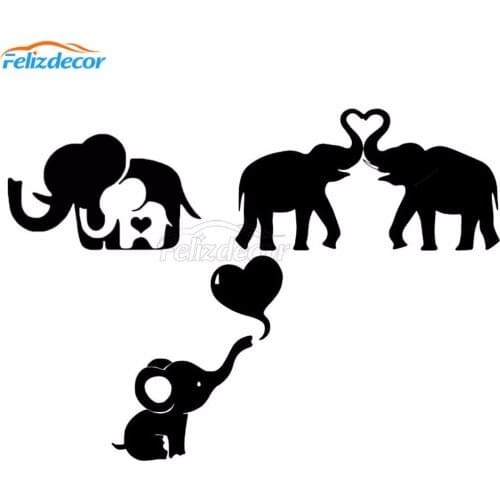 12*14cm Lovely Animals Car Window Decor Cute Elephant Stickers Vinyl Car Decals White Black L811