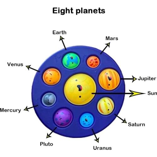 17cm Planet Fingers Press Bubbles Decompress Eight Planets Seven Continents Eight Oceans Solar System Squeeze Soft Fidget Toys
