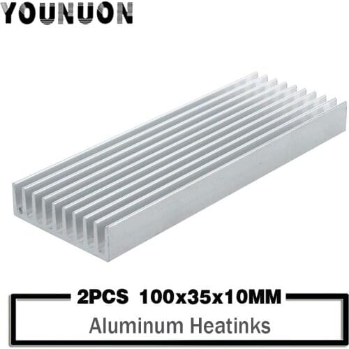 2Pcs YOUNUON 100x35x10mm Aluminum Heat Sink Heatsink Module Cooler Fin for High Power Transistor Semiconductor Devices