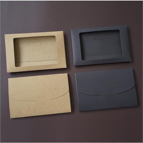 20pcs Vintage Postcard Cover Hollow Window Greeting Card Packaging Box Kraft Paper Black Envelope Box