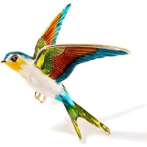 2021 Fashion Enamel Flying Swallow Brooch Pins For Women Animal Bird Broche Jewelry Gift