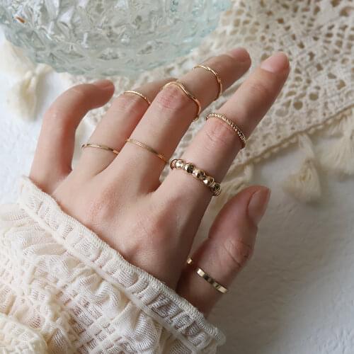 6Pcs Punk Rings Set Original Design Gold Round Hollow Geometric Ring for Women Fashion Twist Ring Joint Female Jewelry
