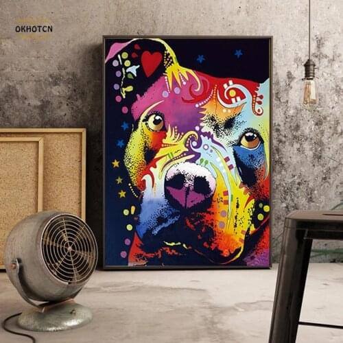 Abstract Animal Oil Canvas Painting Thoughtful Pitbull Posters And Prints Vintage Dog HD Prints Picture Nordic Home Decoration