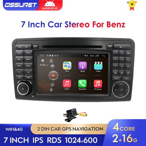 2Din Android10 Car DVD Player GPS Stereo For Mercedes Benz ML GL Class W164 ML300 ML500 GL320 X164 GL350 GL450 Radio DSP IPS SWC