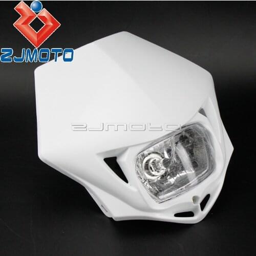 White Motocross Dual Sport Dirt Bike Headlight Mask 35W Headlamp For Yamaha Honda EXC XCW XT WR YZ YZF TW 250 300 400 450