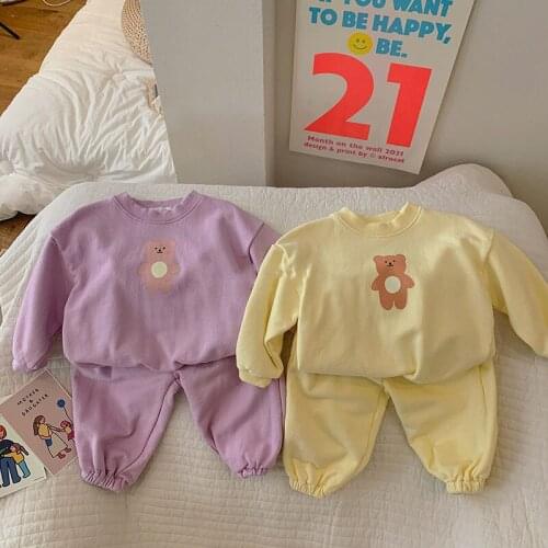 Kids Girls Boys Clothes Sets 2021 Autumn Childrens Tracksuit Korean Fashion Newborn Sports Suit 2pcs Infant Sweatshirt Hoodies