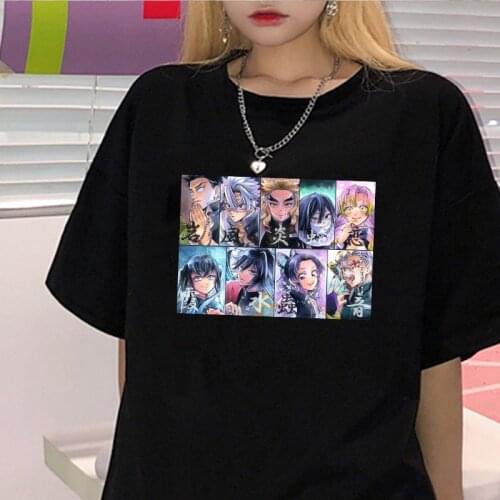 Graphic Tees Men Demon Slayer Women T Shirt Anime Tops 2020 Yaiba Devils Blade Five Senses Pillar Tee Shirt Black White Top