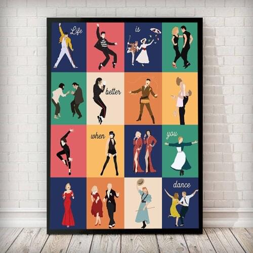 Classic Movie Poster Modern Pulp Fiction Pop Culture Abstract Minimalist Canvas Painting Dance Wall Art Print Picture Home Decor