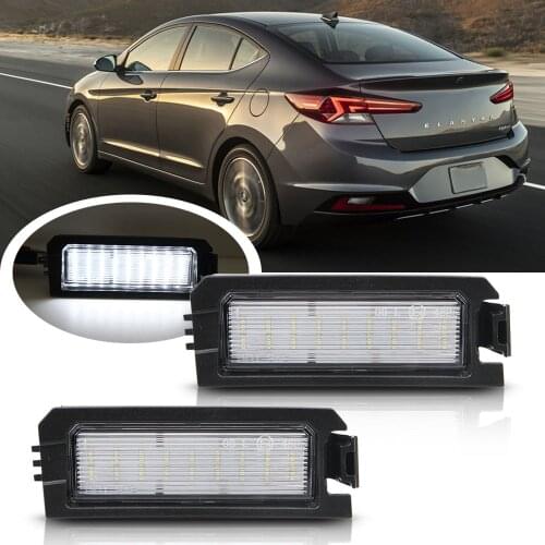 2Pcs LED License Number Plate Lights for Hyundai i30 PD PDE Fastback N PD Elantra GT Sonata Veloster Kia Rio Niro Cadenz E4-mark