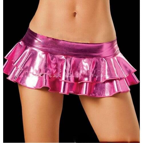Hot Sexy Candy Colors Flod Faux Leather Erotic Skirt Catsuit Costume MINI Skirt Cosplay Culb Dance Wear FX1012