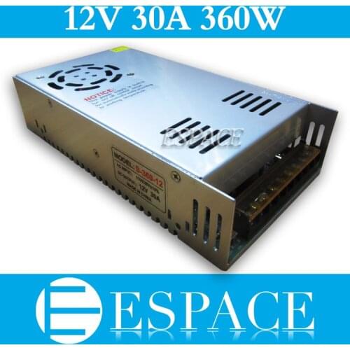 Best quality 12V 30A 360W Switching Power Supply Driver for LED Strip CCTV 3D print AC 100-240V Input to DC 12V free shipping