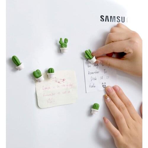 6pcs Cute Succulent Plant Magnet Button Cactus Refrigerator Message Sticker Magnet Note Whiteboard Fridge Home Office
